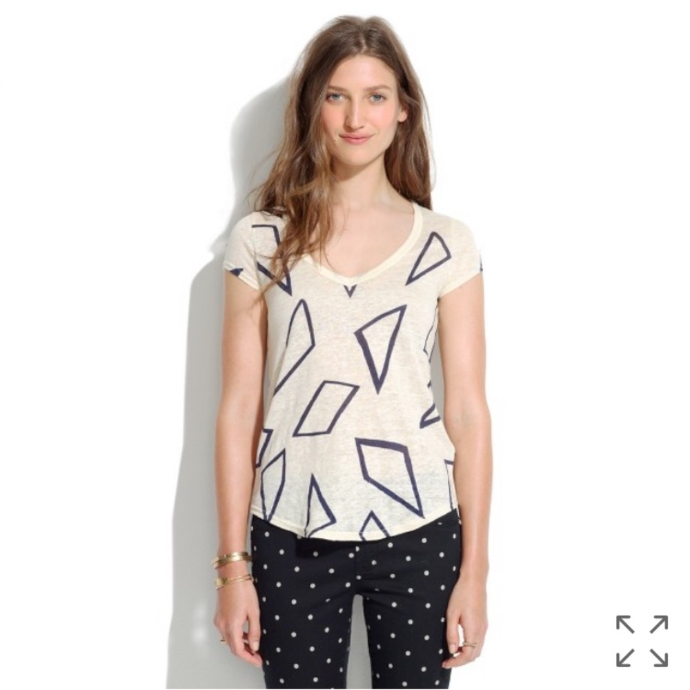 Madewell Linen V-Neck T-Shirt in Geometry